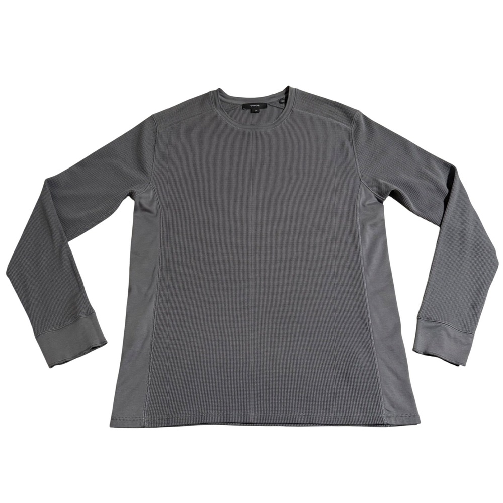 Vince Mens Pima Cotton Waffle Knit Thermal Shirt Gray Size Large Elevated Basics